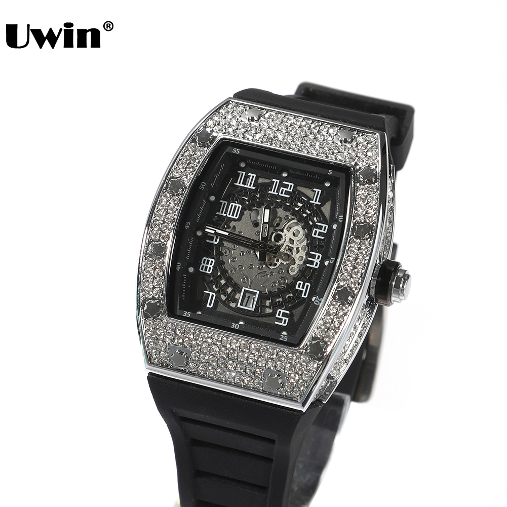 Belt Buckle Blank - Uwin mostrador quadrado relógio completo strass