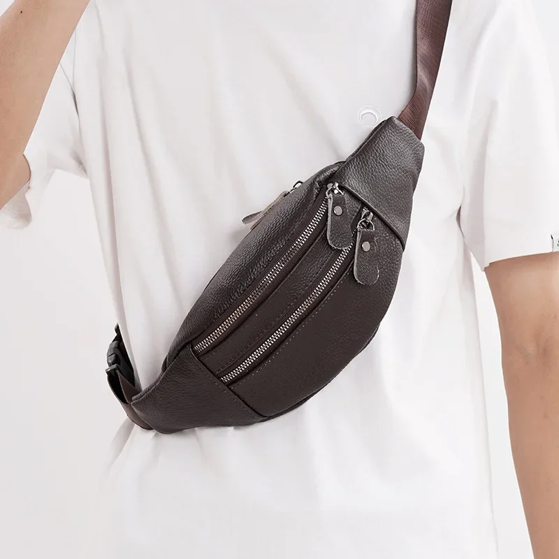 Leather Work Bag Laptop - Bolsa de cintura masculina de couro