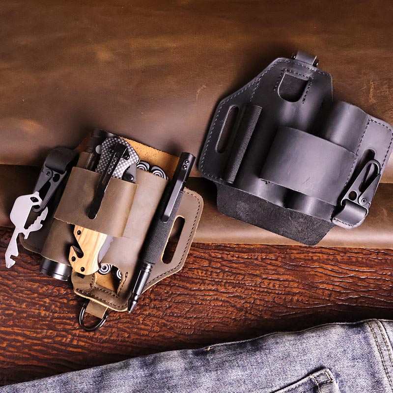 Leatherwork Knife Sheath - Pochete tática de couro genuíno, bolsa