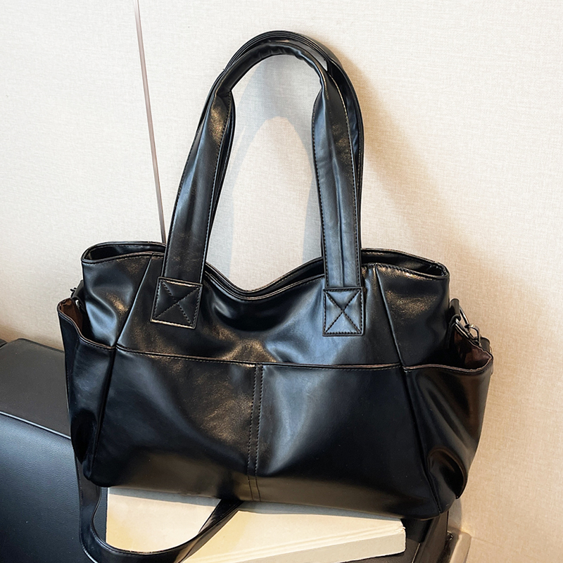 Leather Work Bag Women - Bolsa de mão feminina retrô de