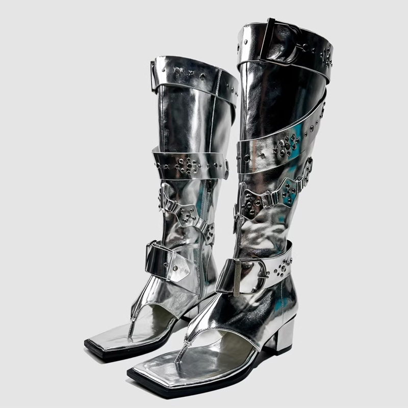 Belt Buckle Blank - Botas de Salto Alto com Fivela