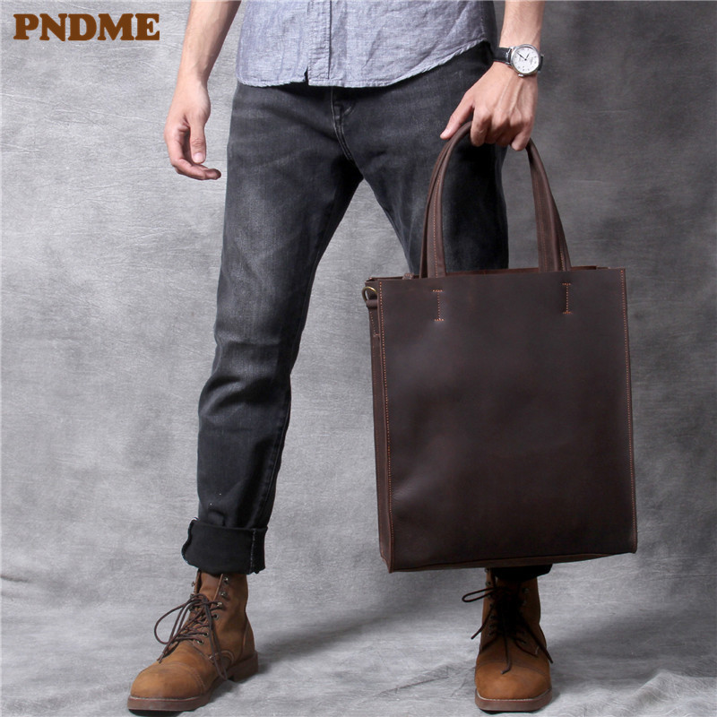 Vintage couro genuíno dos home - Leather Work Bag Laptop avaliação e preço