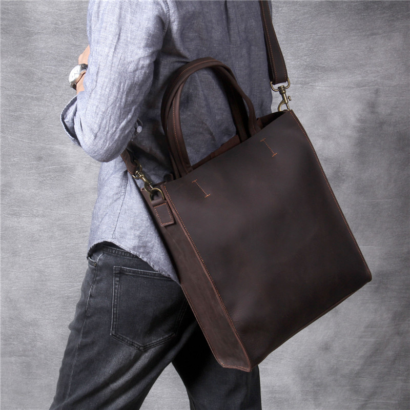 Vintage couro genuíno dos home - Leather Work Bag Laptop avaliação e preço