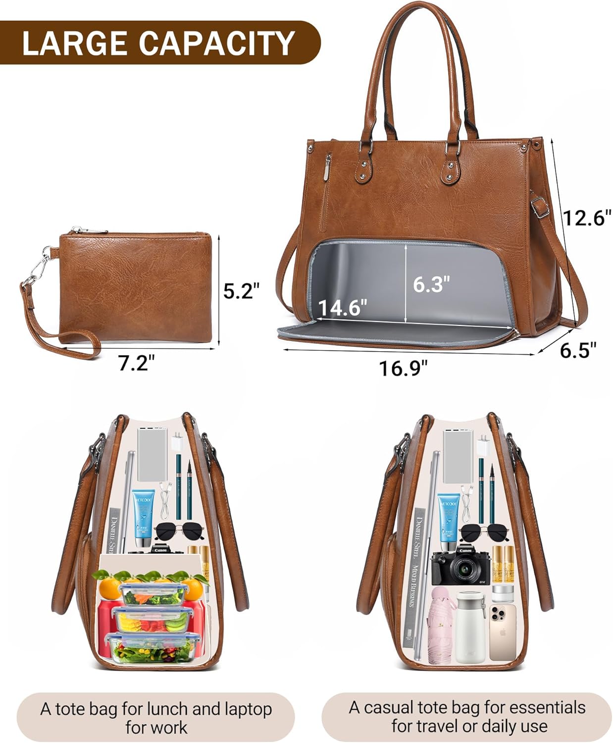 Bolsa Tote 2 em 1 para Laptop  - Leather Work Bag Laptop avaliação e preço