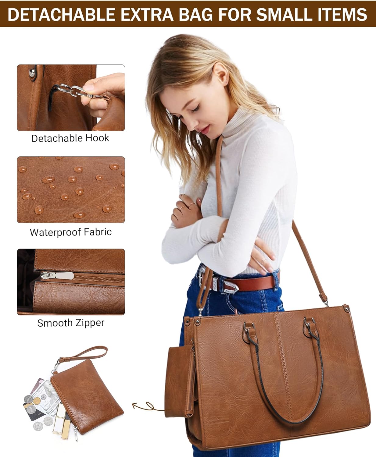 Bolsa Tote 2 em 1 para Laptop  - Leather Work Bag Laptop avaliação e preço