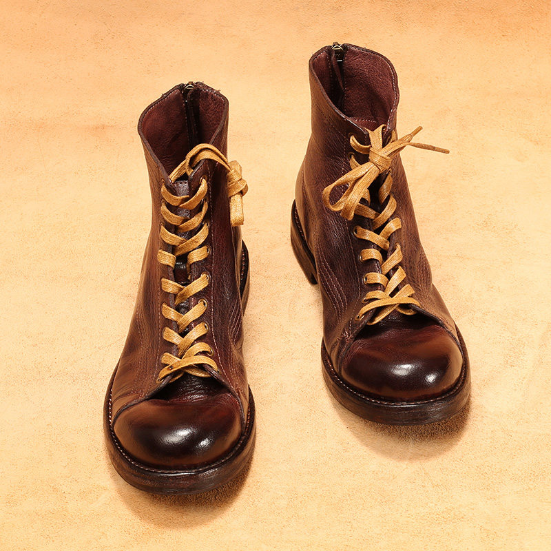 Botas masculinas de couro de c - Leather Work Flats avaliação e preço