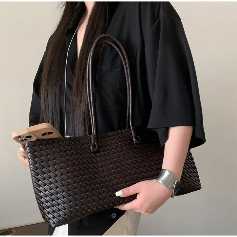 Bolsa Tote de Luxo em PU Tranç - Leather Work Bag Women avaliação e preço