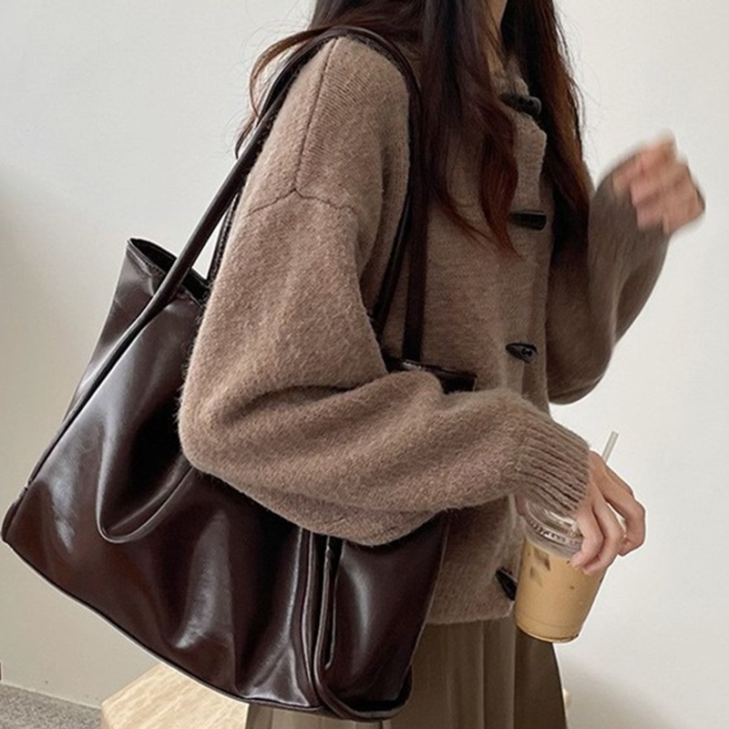 Bolsa de Ombro Feminina Vintag - Leather Work Bag Women avaliação e preço