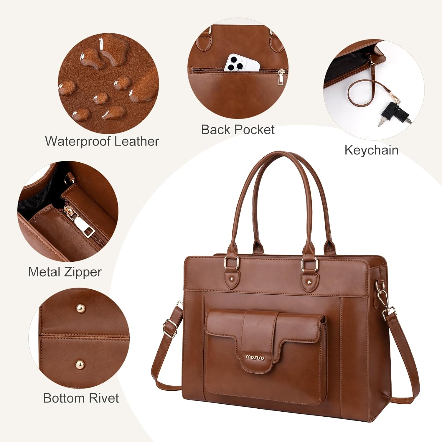 Bolsa de ombro MOSISO para lap - Leather Work Bag Laptop avaliação e preço